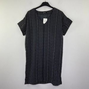 Madewell Women's XS Dress Black White Pinstripe Short Shift Tunic NWT AP1